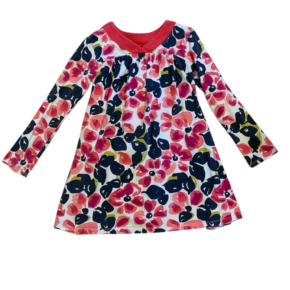 Tea Collection Red Floral Long Sleeve Dress Size 7